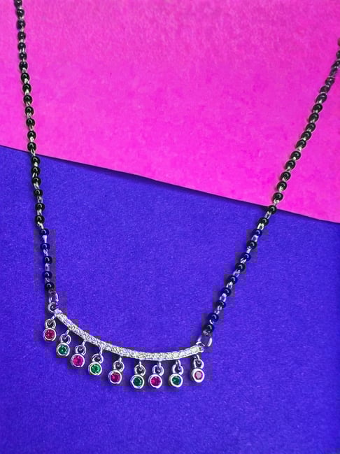 Arte Jewels 925 Sterling Silver Round Stone Rose Gold Mangalsutra For Women-picture-36