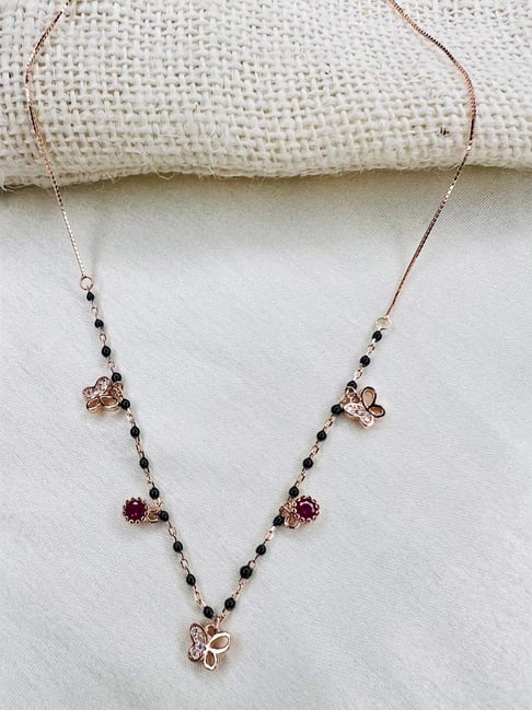 Arte Jewels 925 Sterling Silver Round Stone Rose Gold Mangalsutra For Women-picture-39