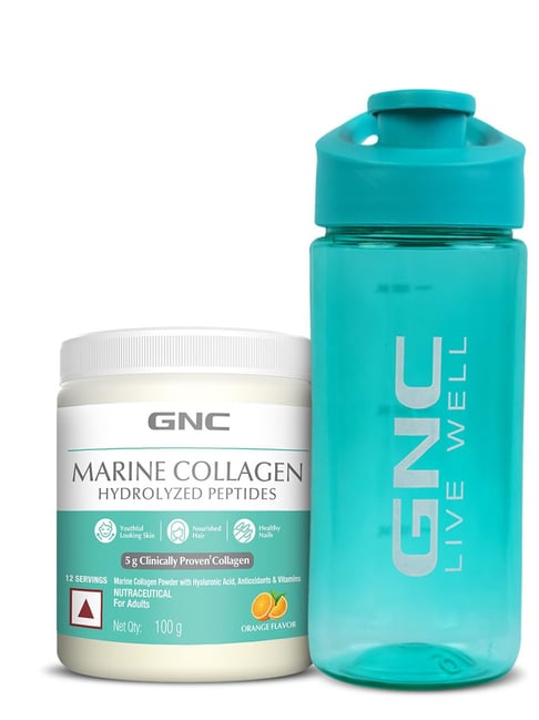 GNC Marine Collagen with Sipper|Vitamin C&E |for Radiant & Youthful Skin |Formulated In USA - 100 Gm