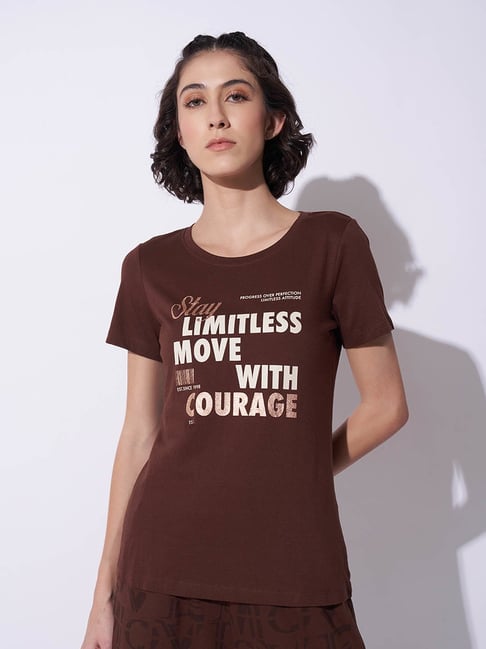 Ajile by Pantaloons Brown Stone Print T-Shirt-picture-29