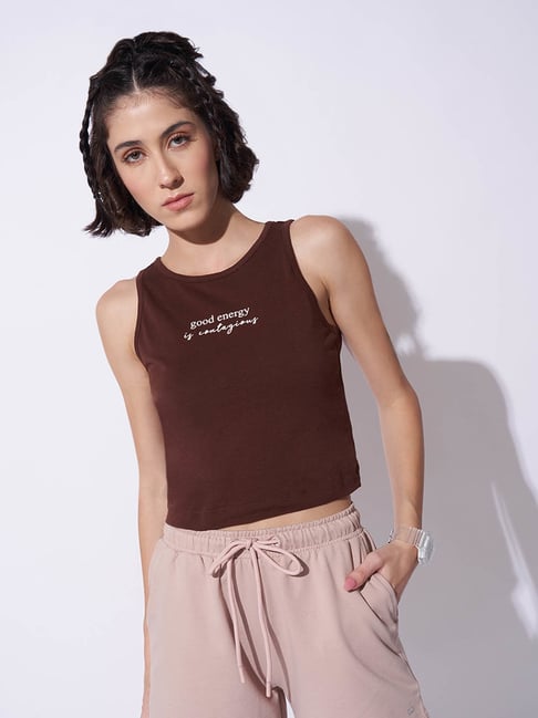 Ajile by Pantaloons Brown Stone Solid Tank Top-picture-89