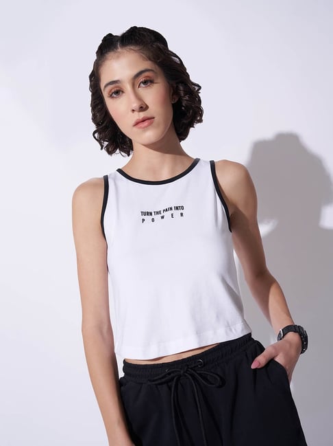 Ajile by Pantaloons Bright White Solid Tank Top-picture-70