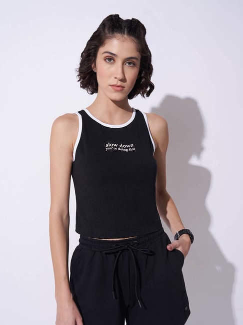 Ajile by Pantaloons Jet Black Solid Tank Top-picture-23