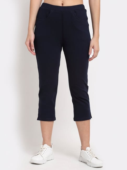 BRINNS Navy Blue Cotton Solid Capris-picture-10