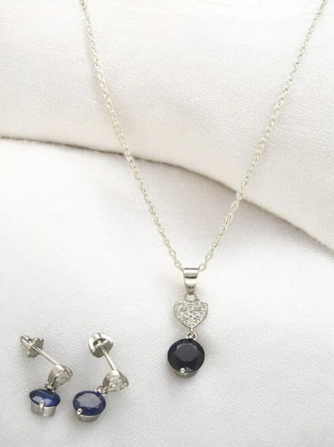 Sri Jagdamba Pearls Clara 925 Silver Pendant Set