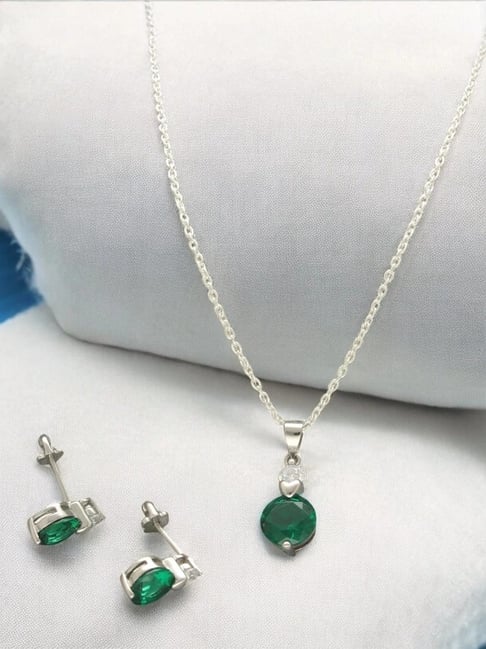 Sri Jagdamba Pearls Xeni 925 Silver Pendant Set