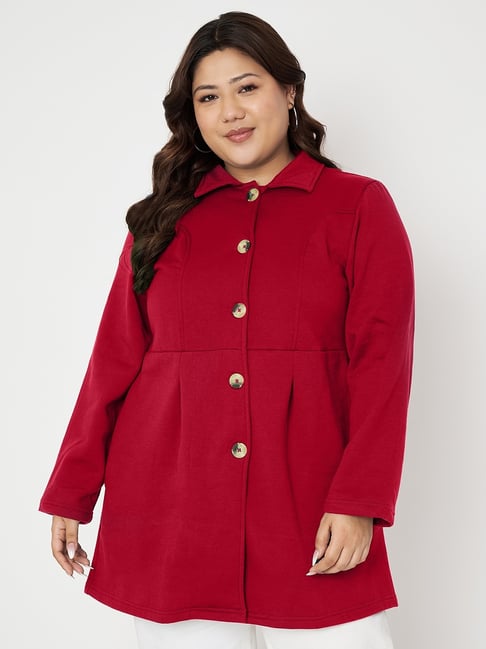 brinns maroon solid overcoat