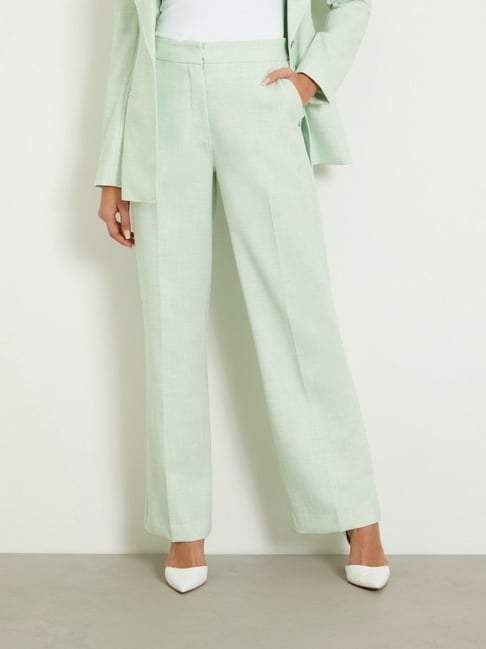Guess Green Polyester Solid Trousers-picture-26