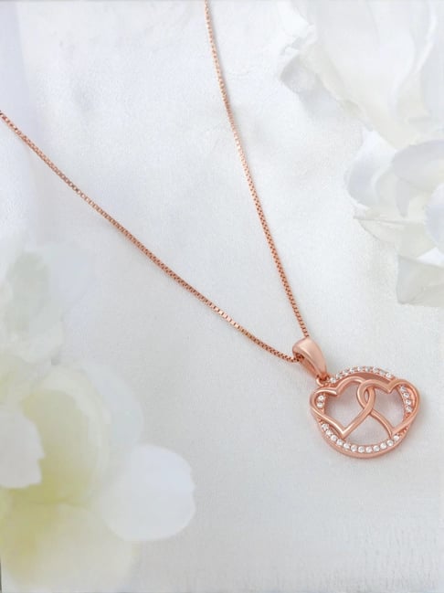 Zavya Double Heart Rose Gold Plated 925 Sterling Silver Pendant