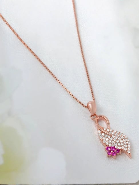 Zavya Peacock Rose Gold Plated 925 Sterling Silver Pendant-picture-47