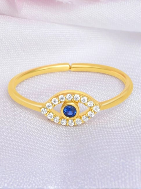 Zavya Evil Eye Gold Plated 925 Sterling Silver Ring