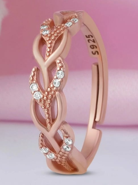 Zavya Interlacing Rose Gold Plated 925 Sterling Silver Ring