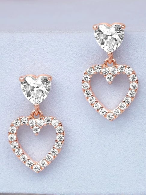 Zavya Heart Drop Rose Gold Plated 925 Sterling Silver Earrings