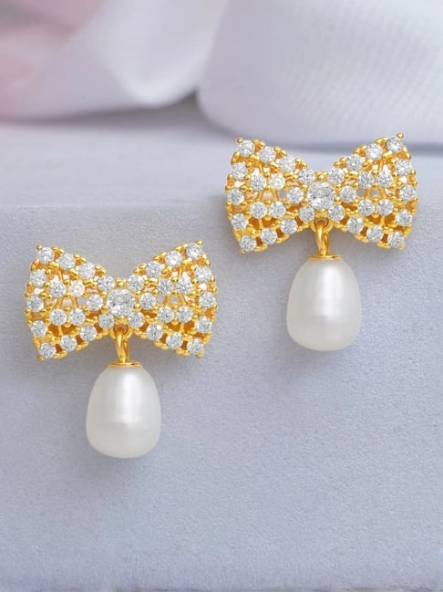 Zavya Pearl Gold Plated 925 Sterling Silver Earrings