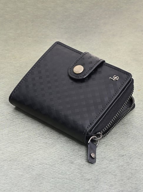 Louis Stitch Jet Black Textured Leather Medium Zip Around Wallet-picture-27