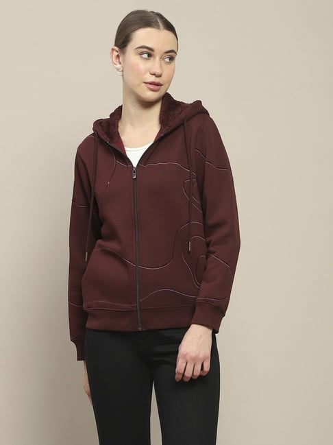 Madame Wine Regular Fit Geometric Hooded Sweatshirt-picture-10
