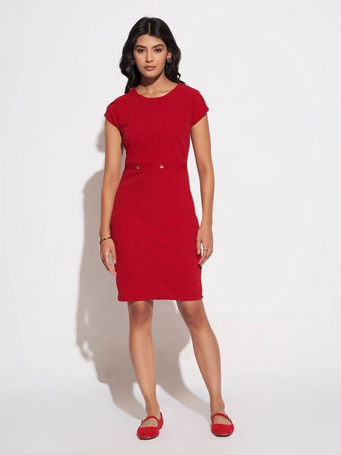 Sheath Dress Red Dress Workwear Annabelle By Pantaloons Red