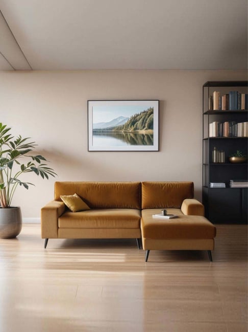 Trevi Ohana Velvet RHS Compact 5 Seater Sectional Sofa (Tan Brown)-picture-30