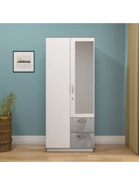 Nilkamal Marbito 2 Door Wardrobe With Mirror (White)