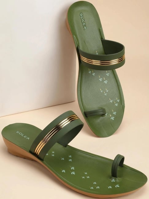 Paragon Women's Green Toe Ring Sandals