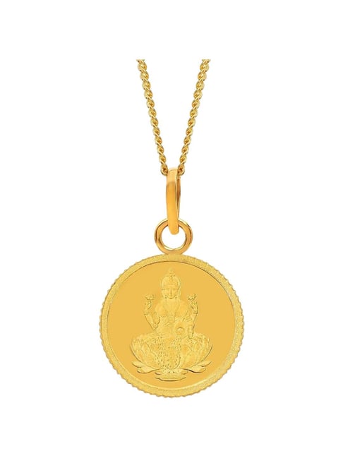 Kalyan Jewellers 24k (999) Purity Goddess Lakshmi Gold Coin Pendant 2 Gms
