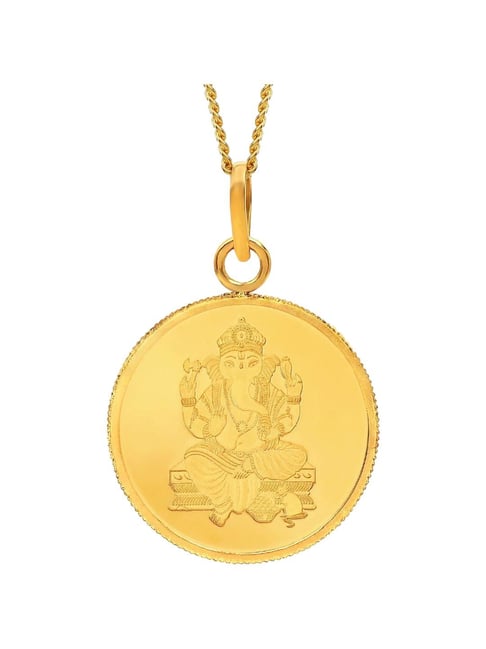 Kalyan Jewellers 24k (999) Purity Lord Ganesh Gold Coin Pendant 5 Gms-image-47