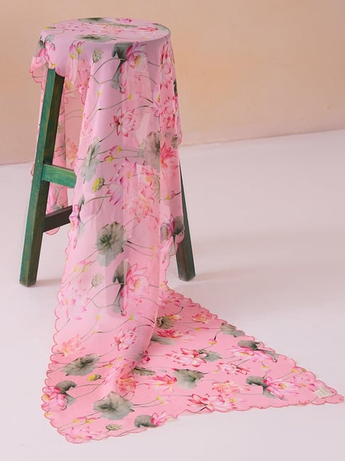 Ancestry Pink Viscose Print Dupatta