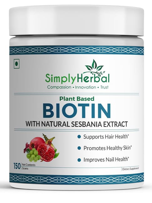Simply Herbal Natural Biotin Powder Vitamin B7 Supplement with Sesbania Agati,Keratin,Bamboo Extract