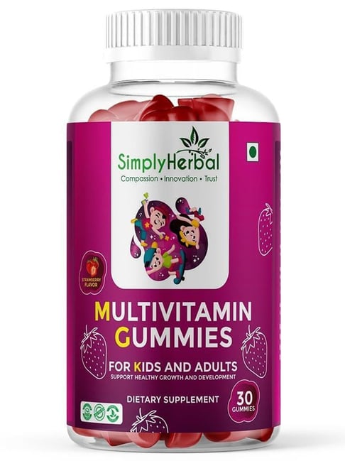 Simply Herbal Multivitamin Gummies for Kids, Hair, Skin and Nails Potency Supplement