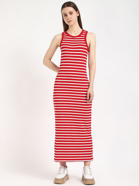 tommy hilfiger striped midi dress Striped Seersucker Midi Dress