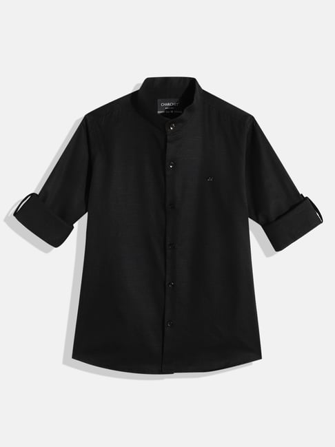 CHARCHIT Boys Black Cotton Solid Shirt-picture-34