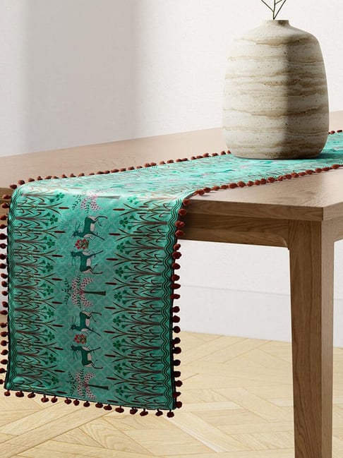 india circus by krsnaa mehta India Circus By Krshna Mehta 4-Seater Multi Velvet Printed Table Runner-picture-26