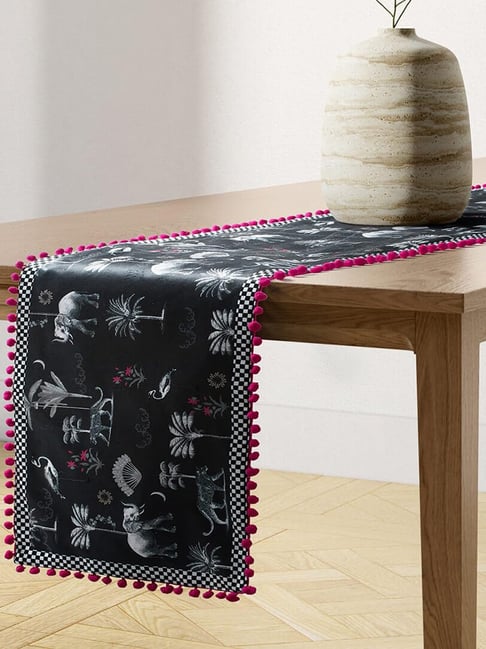 India Circus By Krshna Mehta 4-Seater Multi Velvet Printed Table Runner