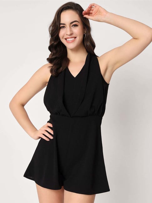 ZASTRAA Black Solid Jumpsuit