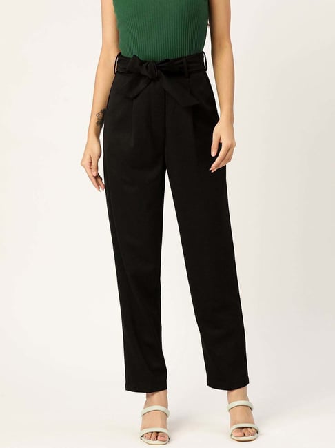 ZASTRAA Black Solid Trousers-picture-33