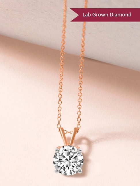 Friendly Diamonds Lab Grown Diamond Quartze Split Bail Solitaire Pendant  Ct 18KT Rose Gold