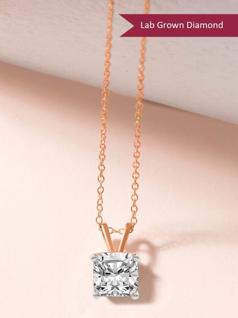 Friendly Diamonds Lab Grown Diamond Quartze Split Bail Solitaire Pendant  Ct 18KT Rose Gold