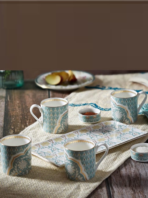 India Circus By Krshna Mehta Multi Bone China Printed Cup and Saucer