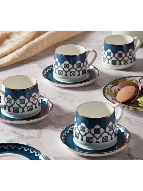 India Circus By Krshna Mehta Multi Bone China Printed Cup and Saucer