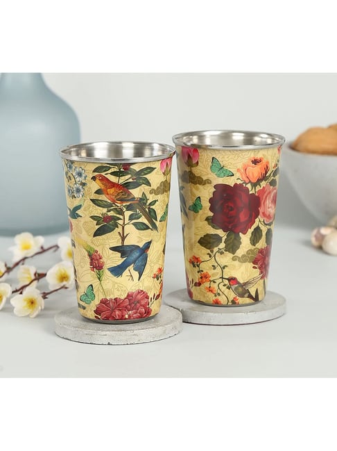 India Circus By Krshna Mehta Multi Steel Printed Drinking Glasses