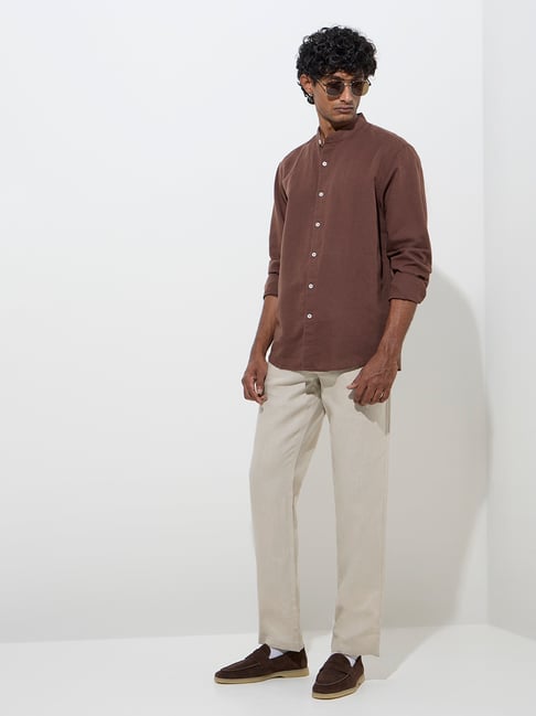 Price History of Ascot by Westside Dark Brown Relaxed-Fit Linen