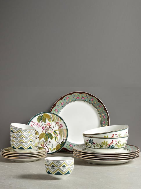 India Circus By Krshna Mehta Multi Bone China Printed Dinner Set