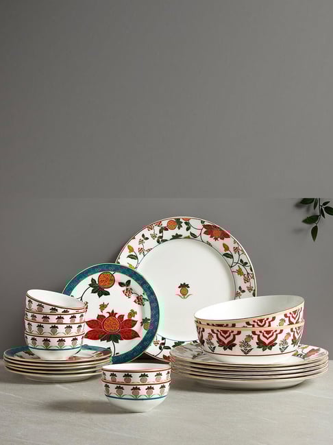 India Circus By Krshna Mehta Multi Bone China Printed Dinner Set