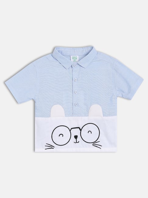 MINIKLUB Boys Blue Embroidery Shirt