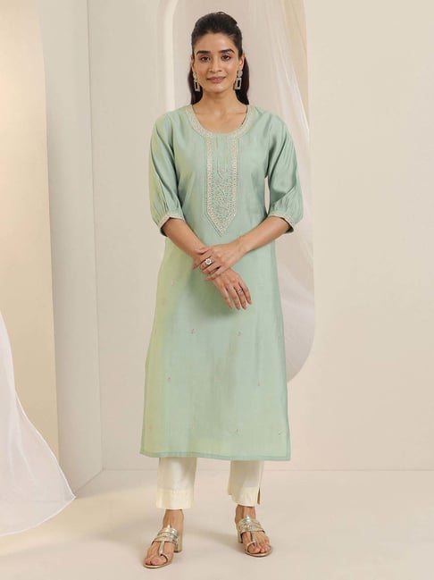 Libas Green Embroidered Kurta