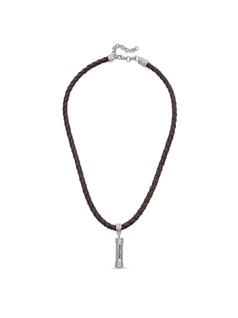 Police Barrel Brushed Pendant Necklace