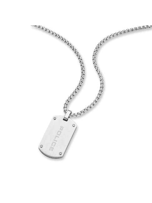 Police U-turn Carbon Fibre Tag Pendant With Chain Necklace