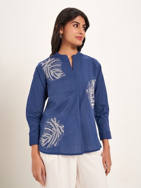 Akkriti By Pantaloons Blue Regular Fit Printed Tunic-picture-33