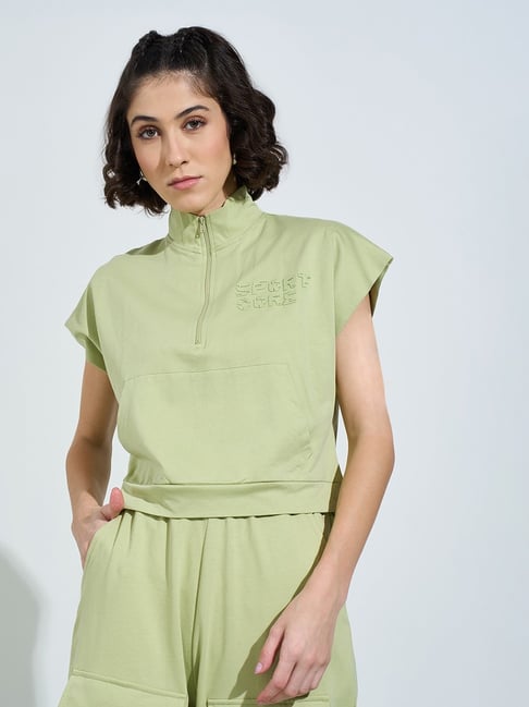 Ajile By Pantaloons Green Cotton Loose Fit Top-picture-142
