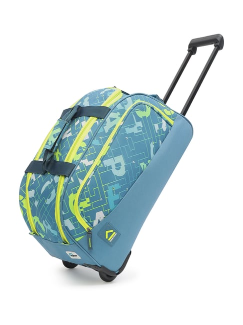 Uppercase Grid Teal Printed Small Duffle Trolley Bag